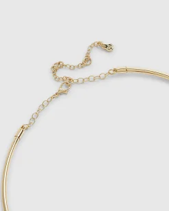 Gold Embellished Flower Torque Necklace