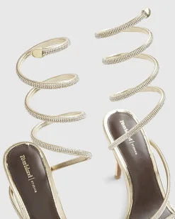 Gold Embellished Wrap Around Heeled Sandals