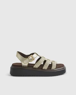 Gold Fisherman Flatform Sandals