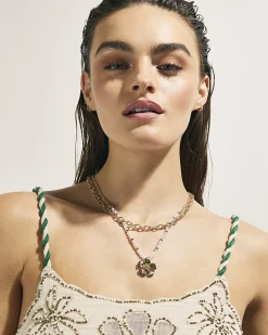 Gold Floral And Pearl Layered Necklace