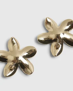 Gold Flower Stud Earrings