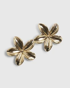 Gold Flower Stud Earrings