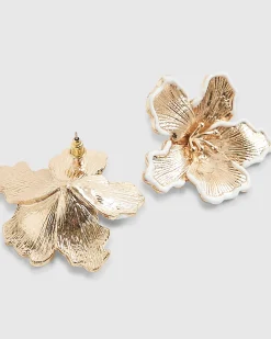 Gold Flower Stud Earrings
