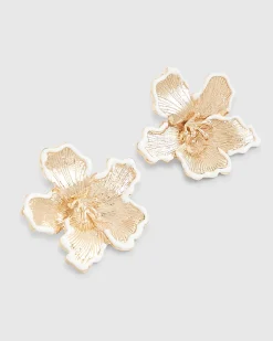 Gold Flower Stud Earrings