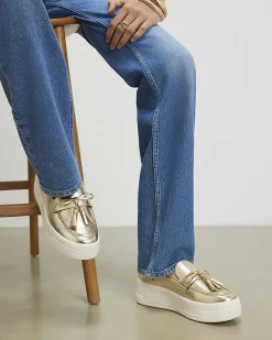 Gold Fringe Platform Slip On Trainers