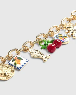 Gold Fruit Charm Bracelet