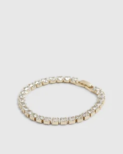Gold Heart Diamond Simulant Tennis Bracelet