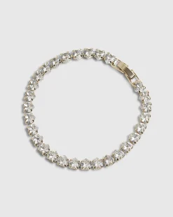 Gold Heart Diamond Simulant Tennis Bracelet