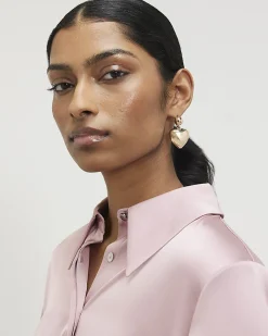 Gold Heart Hoop Earrings
