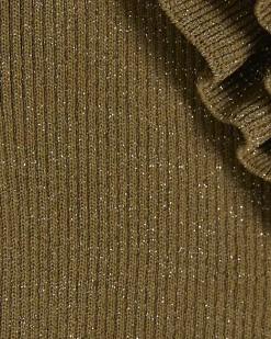 Gold Knitted Frill Trim Vest Top