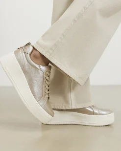 Gold Lace Up Flatform Trainers