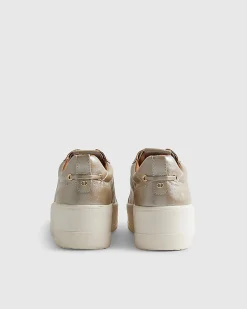 Gold Lace Up Flatform Trainers