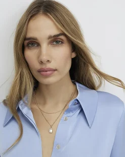 Gold Layer Cream Pendant Necklace