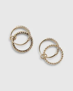 Gold Linked Diamond Simulant Stack Rings Set