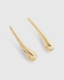 Gold Metal Drop Earrings