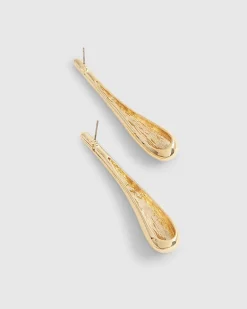 Gold Metal Drop Earrings