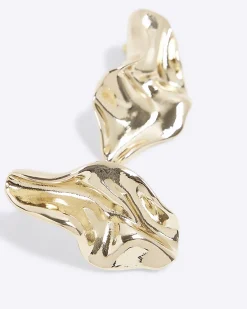 Gold Molten Stud Earrings