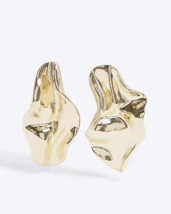Gold Molten Stud Earrings