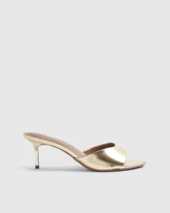 Gold Mule Heeled Sandals