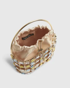 Gold Multi Gem Basket Bag