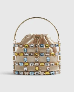 Gold Multi Gem Basket Bag