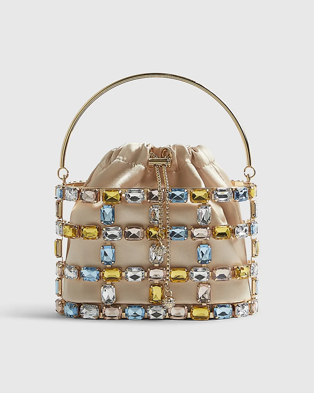 Gold Multi Gem Basket Bag