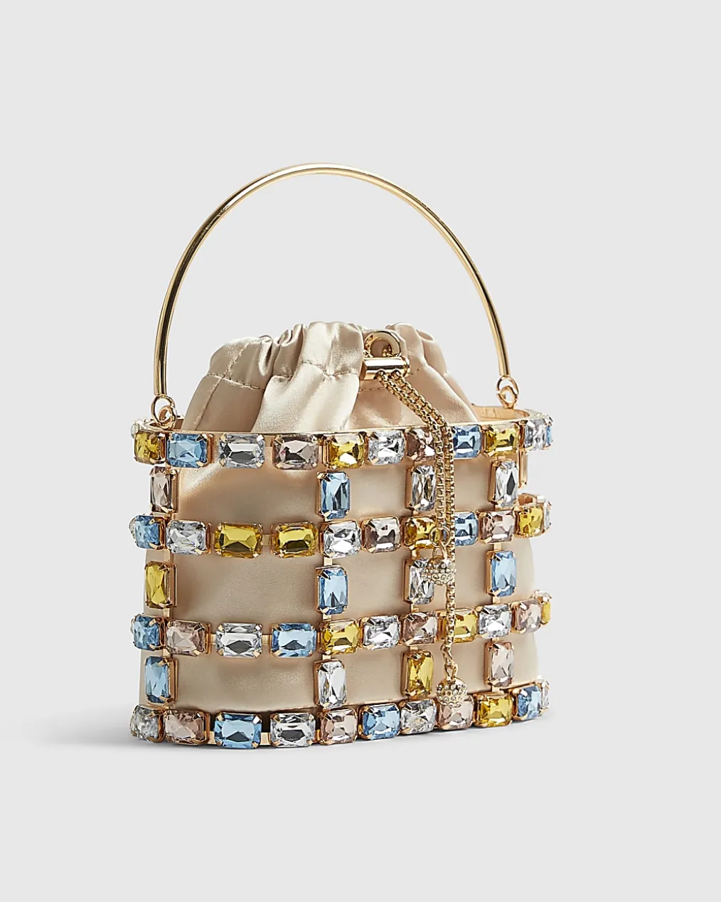 Gold Multi Gem Basket Bag