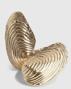 Gold Mussel Shell Stud Earrings