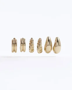 Gold Pack Of 3 Hoop Earrings