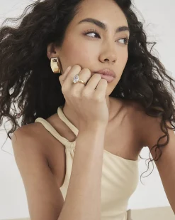 Gold Pear Diamond Simulant Ring