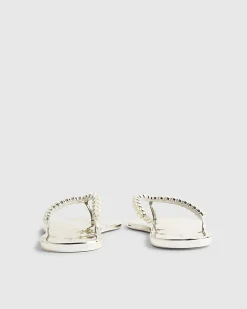 Gold Pearl Toe Thong Jelly Flip Flop Sandals