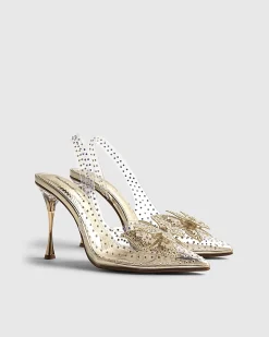 Gold Perspex Butterfly Court Heels