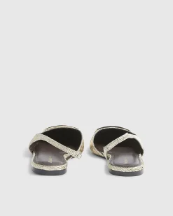 Gold Pointed Slingback Flat Shoes