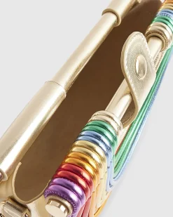 Gold Rainbow Tube Clutch Bag