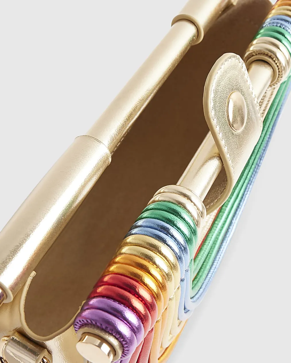 Gold Rainbow Tube Clutch Bag