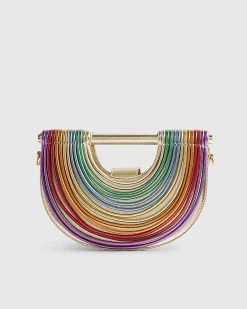 Gold Rainbow Tube Clutch Bag