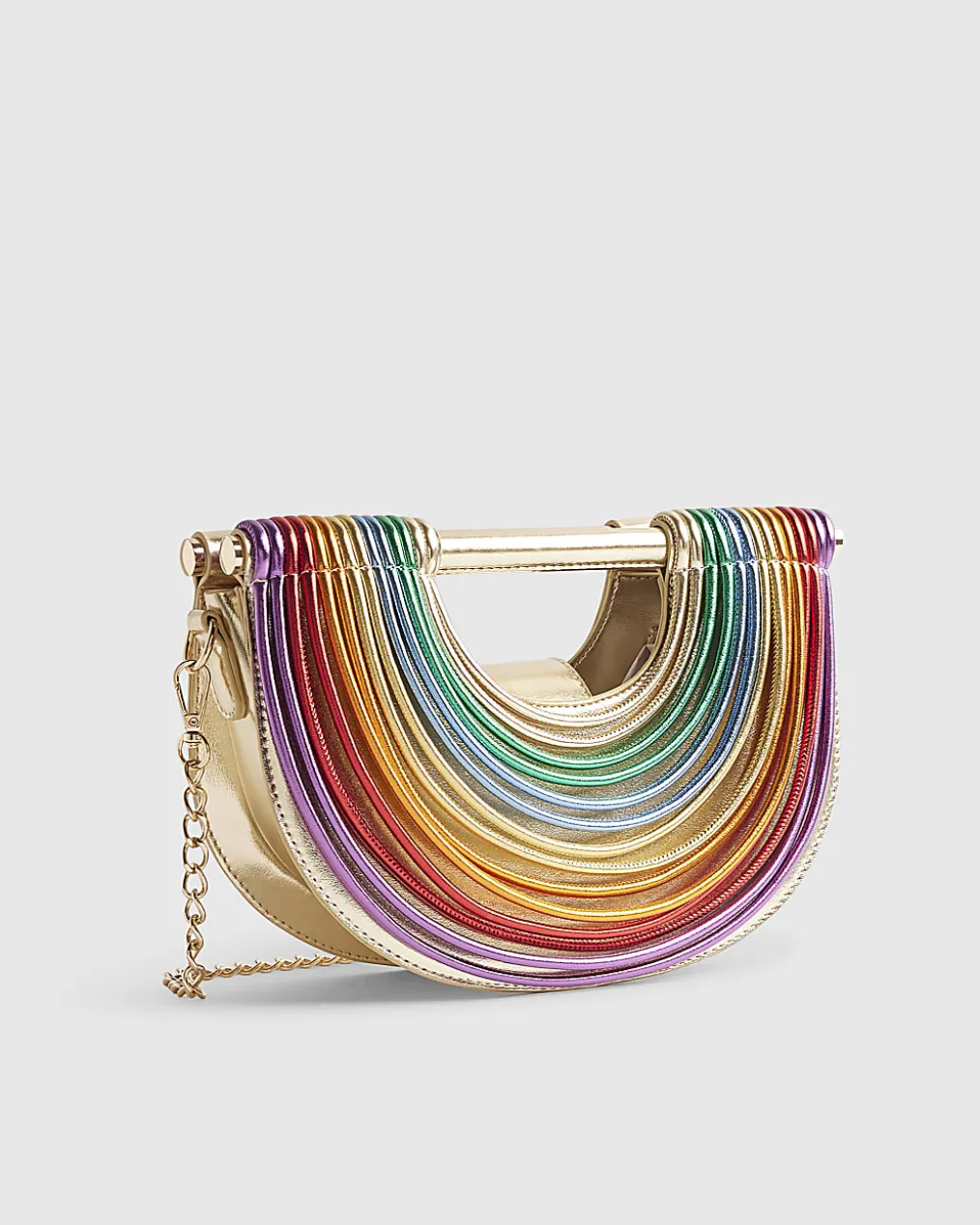 Gold Rainbow Tube Clutch Bag