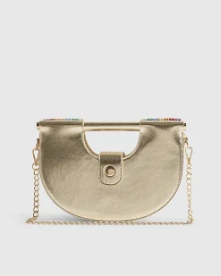 Gold Rainbow Tube Clutch Bag