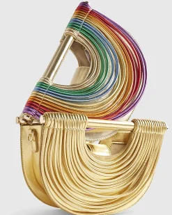 Gold Rainbow Tube Clutch Bag