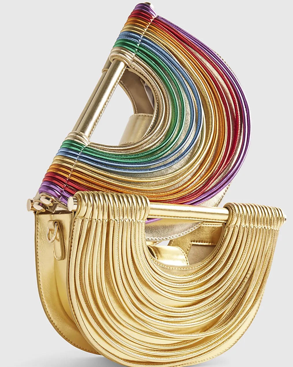 Gold Rainbow Tube Clutch Bag