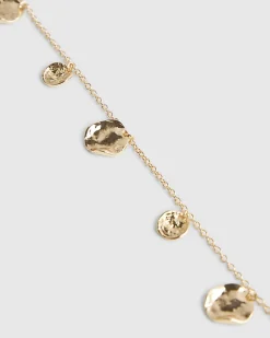 Gold Red Chip And Stretch Coin Anklet