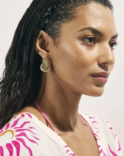 Gold Ridge Shell Earrings