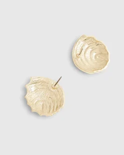 Gold ridge stud earrings