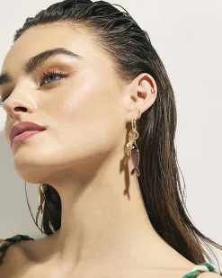 Gold Sardine Cluster Drop Earrings