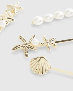 Gold Sea Shell Pack Of 4 Hair Clips