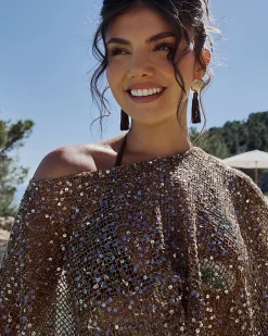 Gold Sequin Knitted Cape
