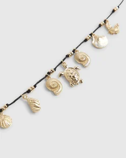 Gold Shell Charm Cord Anklet
