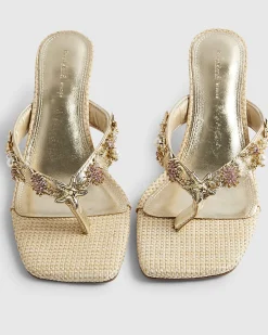 Gold Shell Toe Thong Heeled Sandals