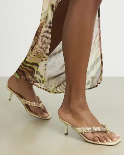 Gold Shell Toe Thong Heeled Sandals