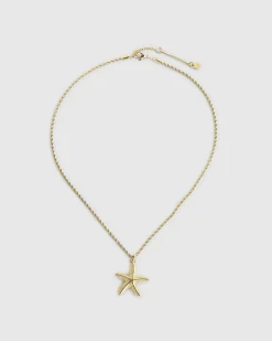Gold Stainless Steel Starfish Necklace